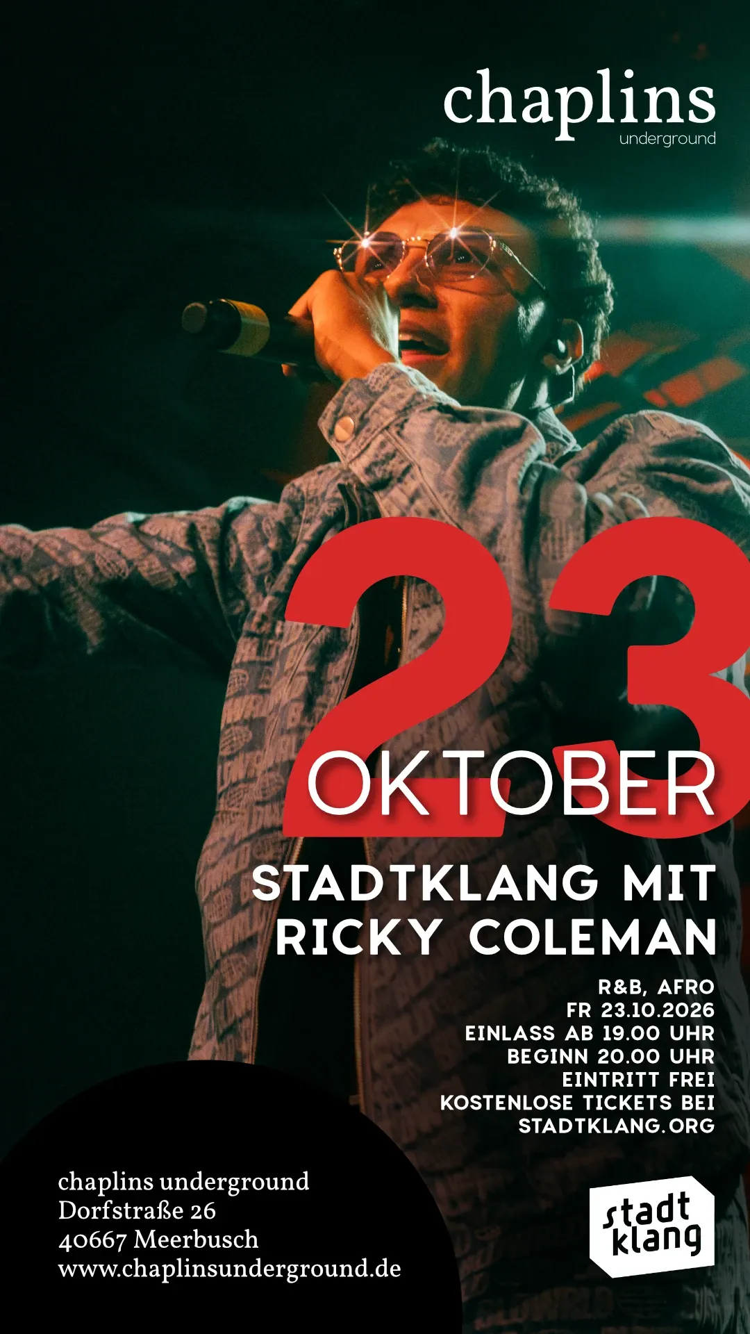 Ankündigung: Stadtklang: Ricky Coleman live